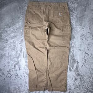 Distressed Carhartt Relaxed Fit Washed Twill Khaki Pants B324-DKH Size 38X32